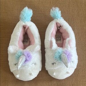 White Unicorn Slippers with Silver Horn